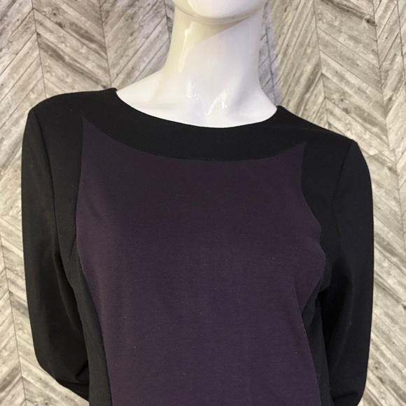 Michael Kors Black and Purple Long Sleeve Dress, size large has pockets - Picture 6 of 8